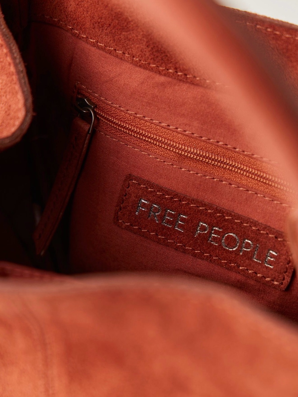 NWT new free people Barlow suede bucket bag tote rust orange brown - Picture 15 of 16